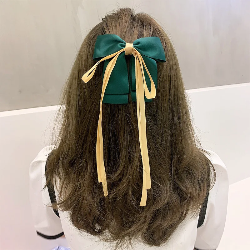 Женские милые элегантные красочные длинные заколки с трехслойным бантом и