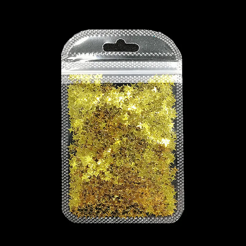 

1 Bag Gold Silver Holographic Glitter Laser Four-pointed Star Shape Acrylic Laser Glitter for Nails Art Decoration