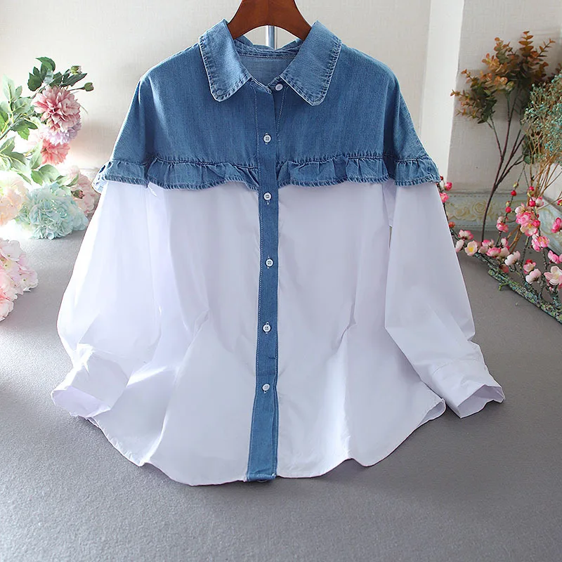 

VANOVICH Корейский Японский стиль свободная джинсовая строчка стильная модная рубашка 2022 весна и осень новые женские рубашки
