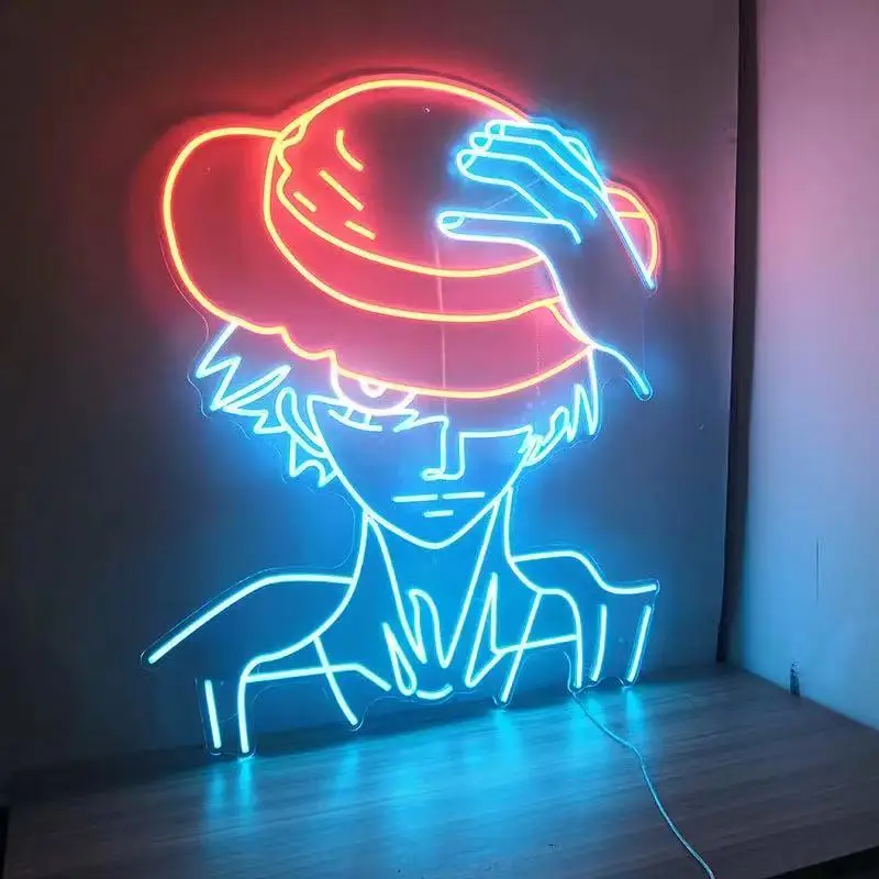 Custom Led Cartoon Characters Luffy Custom Neon Sign Light Home Wall Party Decor 12V   Creating Vibes Kid's Gift