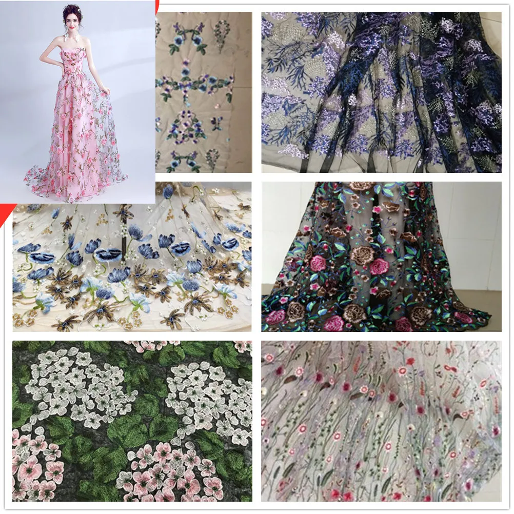 Beautiful1yard/Лот 3D цветная Цветочная вышивка ткань шириной 150 см дышащая для DIY ручной