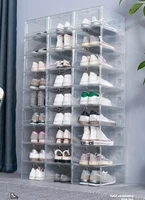 wholesale 48 96pcs shoe box set foldable storage plastic clear home organizer shoe rack stack display storage organizer