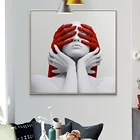 Красно-белая обнаженная женская Художественная Картина на холсте Американский постер с выражением тревоги и принтами настенный Декор картина