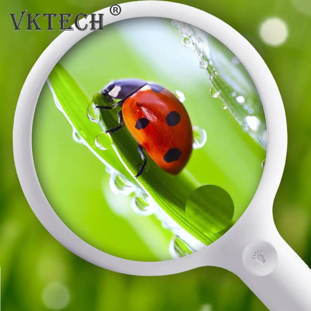 

3x/10x HD Handheld Magnifying Glass Lens with 20LED Lights Rechargeable Touch Switch Illuminated Magnifier Loupe for Elderly