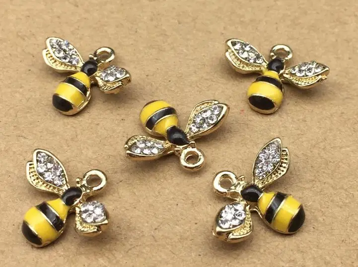 Новинка 10 шт. Мультяшные 3D пчелы DIY брелок металлические подвески ювелирные