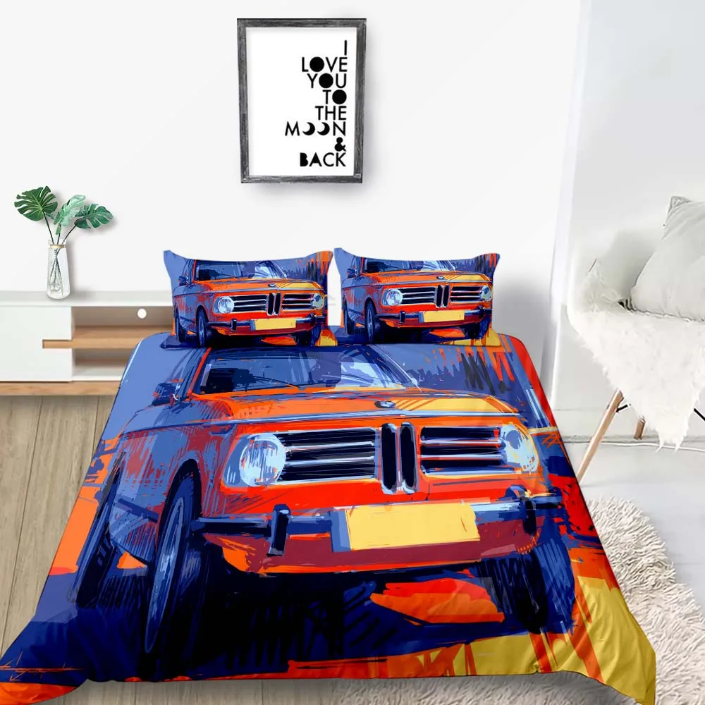 

Artistic Bedding Set Car Creative Fashionable Duvet Cover Watercolour King Queen Single Twin Full Double Unique Design Bed Set