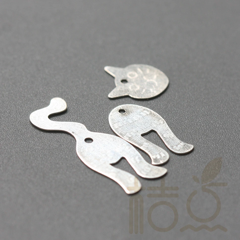Один комплект (голова тело хвост) 925 стерлингового серебра Cat Charm (3992C)|Шармы| |