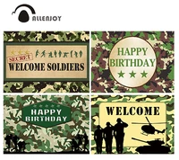 allenjoy welcome soldiers photography backdrop birthday camouflage military doll aircraft tank background photophone photocall