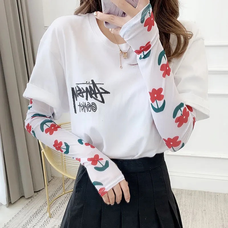 Женские солнцезащитные перчатки с принтом модные для вождения из ледяного шелка