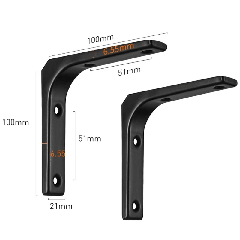 

2pcs Shelf Brackets Thicken Iron L-Shaped Right Angle Corner Brace for Wall Hanging Furniture Connector Industrial HX6C