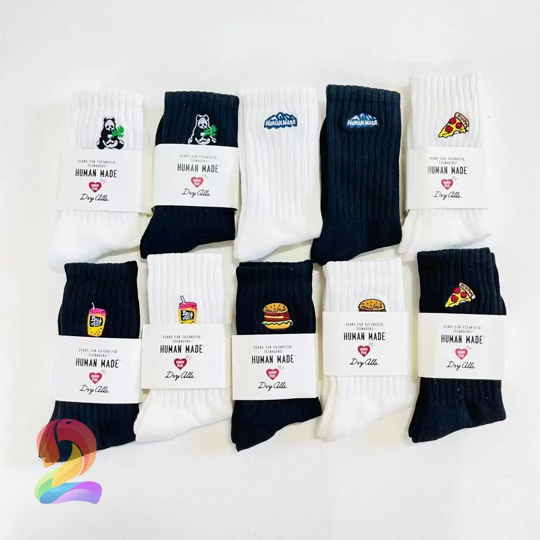 

Изготовленные вручную носки с вышивкой в виде гамбургера колы