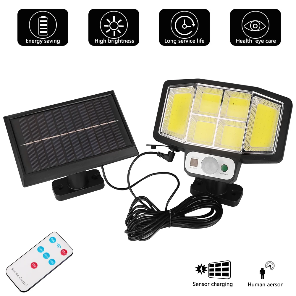 

Солнечная настенная лампа с пассивным ИК датчиком движения, Ночной светильник COB для двора/сада, светодиодный фонарь на солнечной батарее, в...