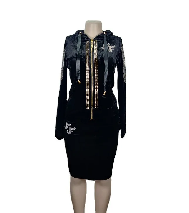 2 комплект из двух предметов для женщин наряды бархатный топ юбка средней длины