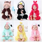 Детский фланелевый комбинезон TUONXYE, теплый зимний комбинезон с капюшоном и изображением мультяшных животных, фламинго, птиц, мыши, Одежда для новорожденных мальчиков