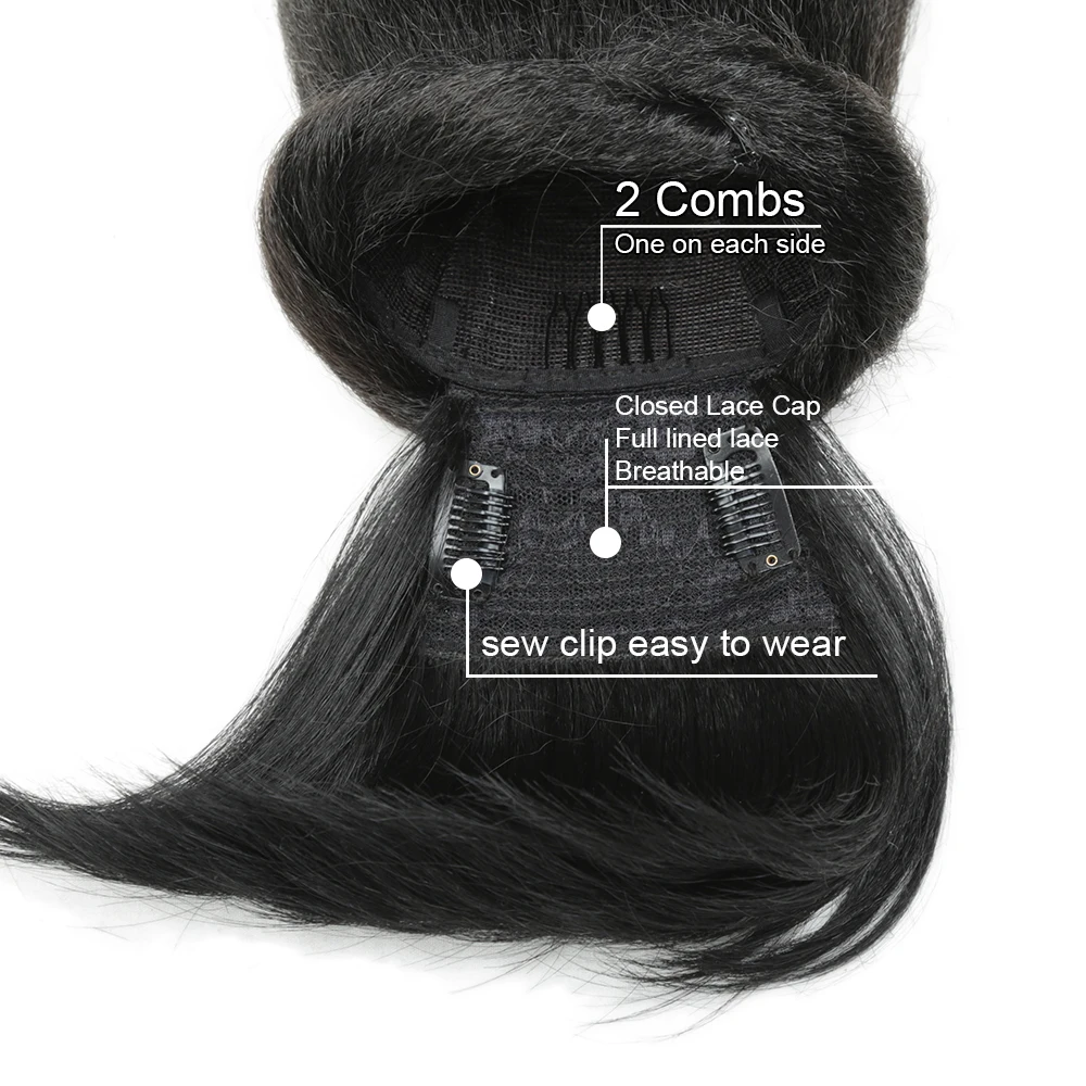 24 дюйма курчавый прямой конский хвост с челкой синтетическое наращивание волос