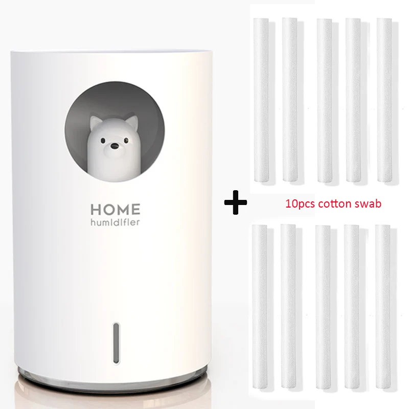 White Bear 10filter Домашний увлажнитель 700 мл большой Ёмкость USB воздушный увлажнитель воздуха Арома-диффузор для эфирных масел с Цвет светодиодный светильник очиститель воздуха распылитель, распылитель - Цвет: White Bear 10filter