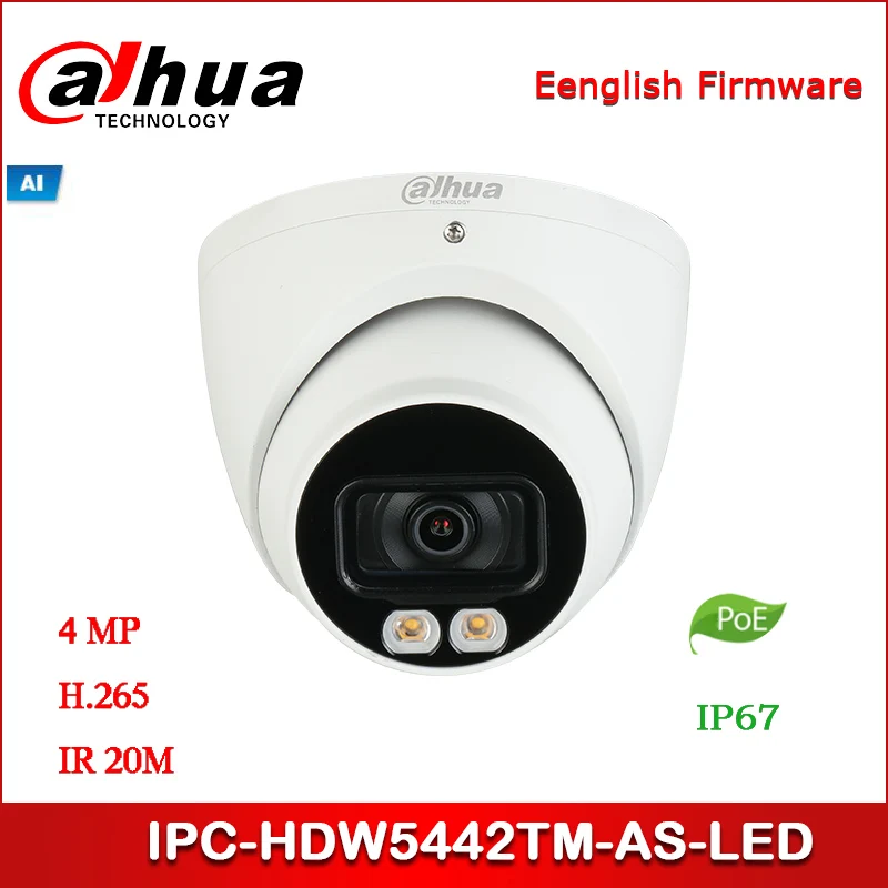 

IP-камера Dahua Φ 4 МП полноцветная WDR Eyeball AI сетевая камера starlight Поддержка POE Встроенный микрофон