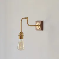 New Design  Brass Led Wall Lights Post-modern black walnut homestay Mirror front Lamp corridor bedside Light for Home Lighting