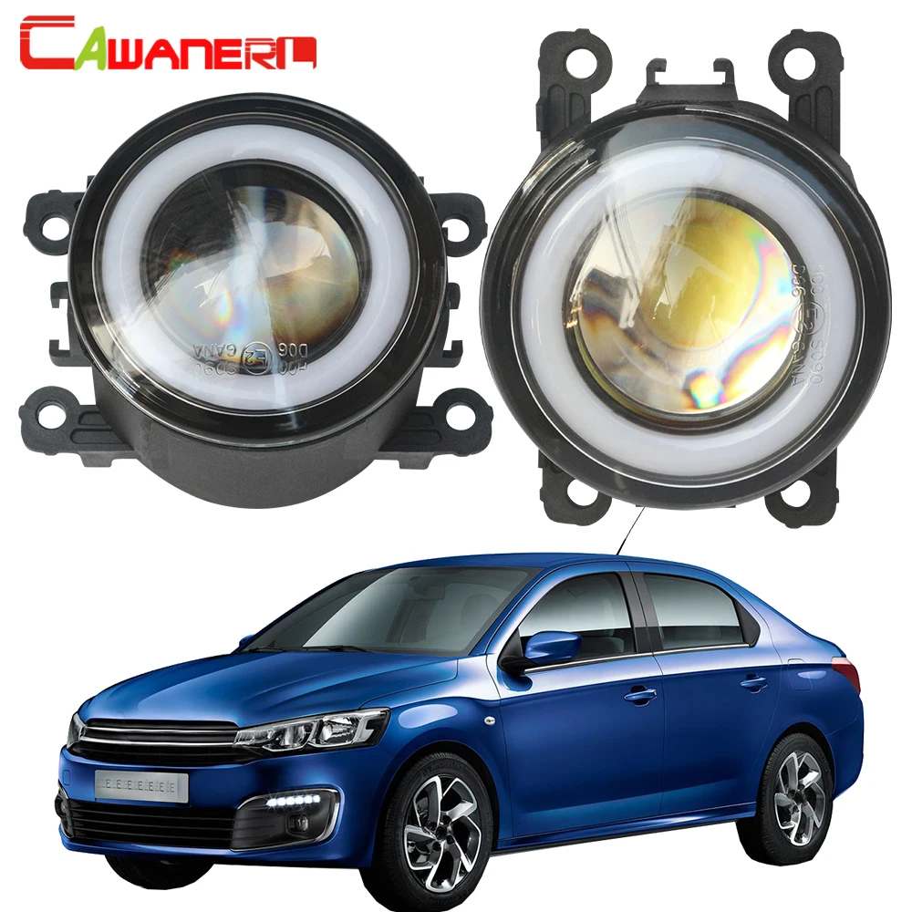 Cawanerl For Citroen C-Elysee 2012-2018 Car H11 COB LED Fog Light Angel Eye Daytime Running Lamp DRL 30W 3000LM 12V 2 Pieces |
