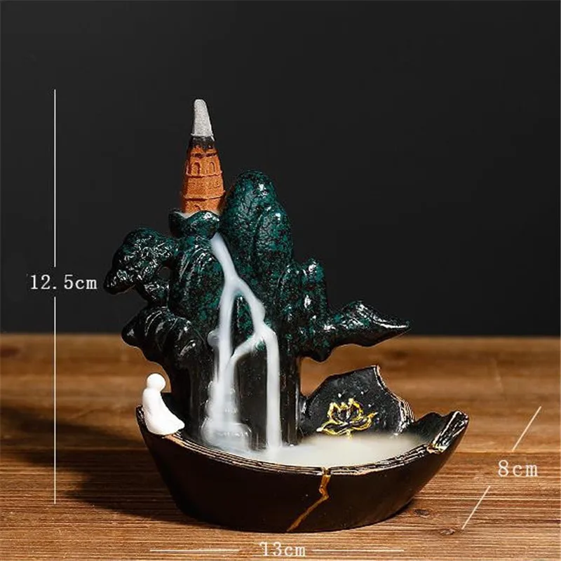 

Ceramic Zen Mountain Backflow Incense Burner Creative Smoke Waterfall Incense Cones Holder Home Teahouse Decor Handicrafts