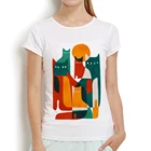 Женская Винтажная Футболка миди century, белая Повседневная футболка с причудливым котом в стиле ретро, лето 2019