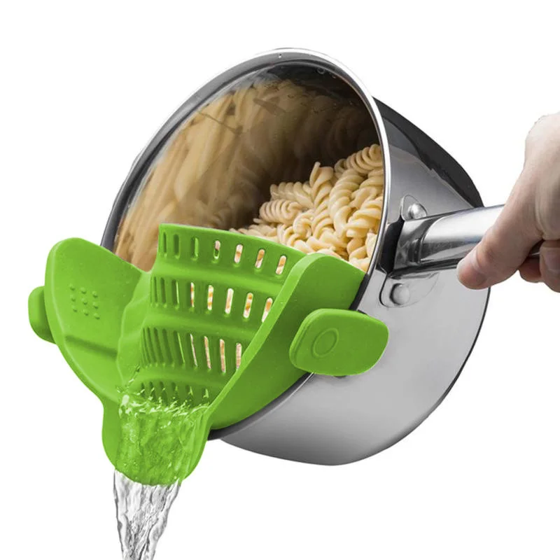 

Kitchen Strain sieve Strainer Clip On Silicone Colander Fits All Pots Bowls Accessories