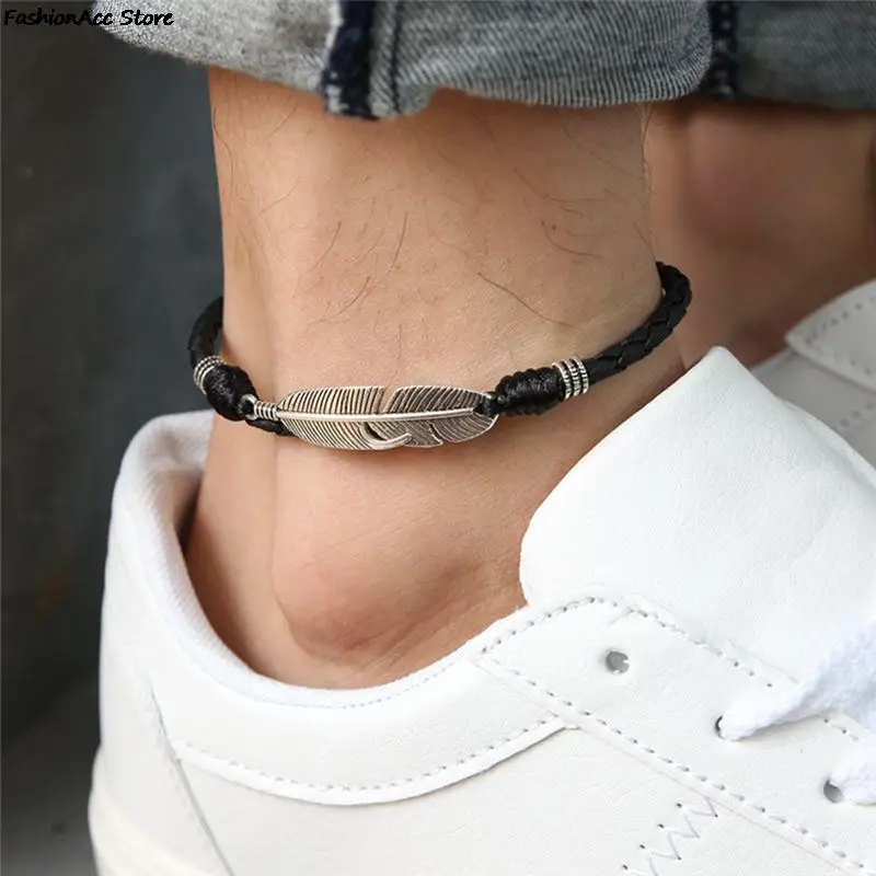 

Регулируемый ручной работы крутой простой лист ножные браслеты тканые регулируемые веревки Лаки ноги браслет для женщин мужчин ювелирные ...