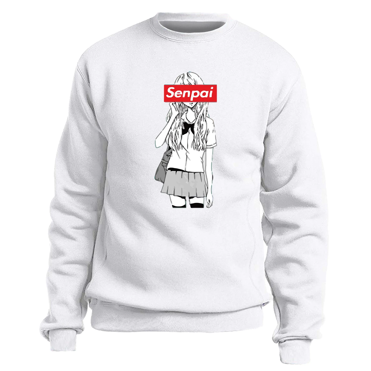 Мужская толстовка с капюшоном Senpai черный теплый флисовый свитшот круглым
