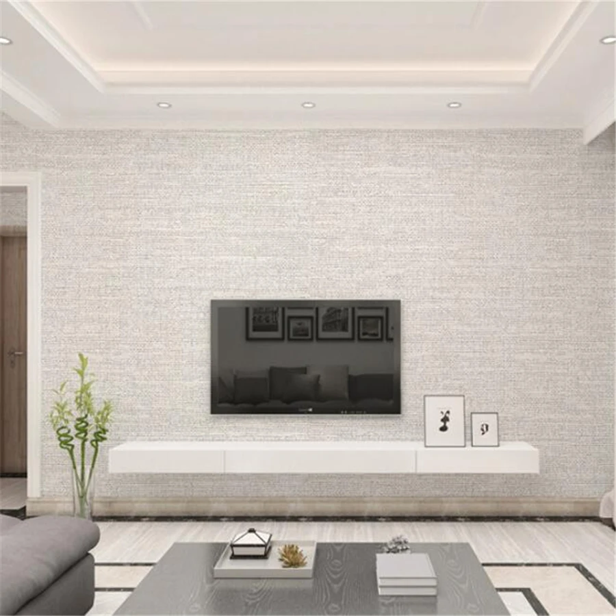 beibehang Pure pigmented linen pattern imitation straw wallpaper shop office hotel engineering Chinese retro gray обои | Обустройство