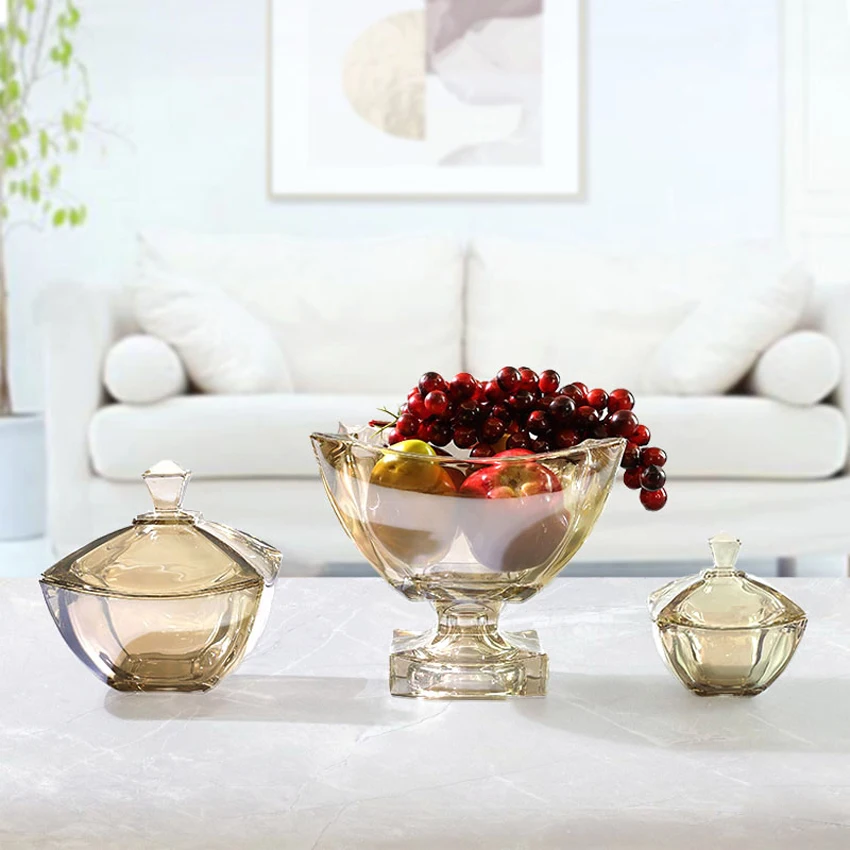 

High-Grade Colorful Glass Bottles With Dust-Proof Lid Storage Dessert Candy Jars Tea Caddy Vase Sugar Pot Home Decor Accessories