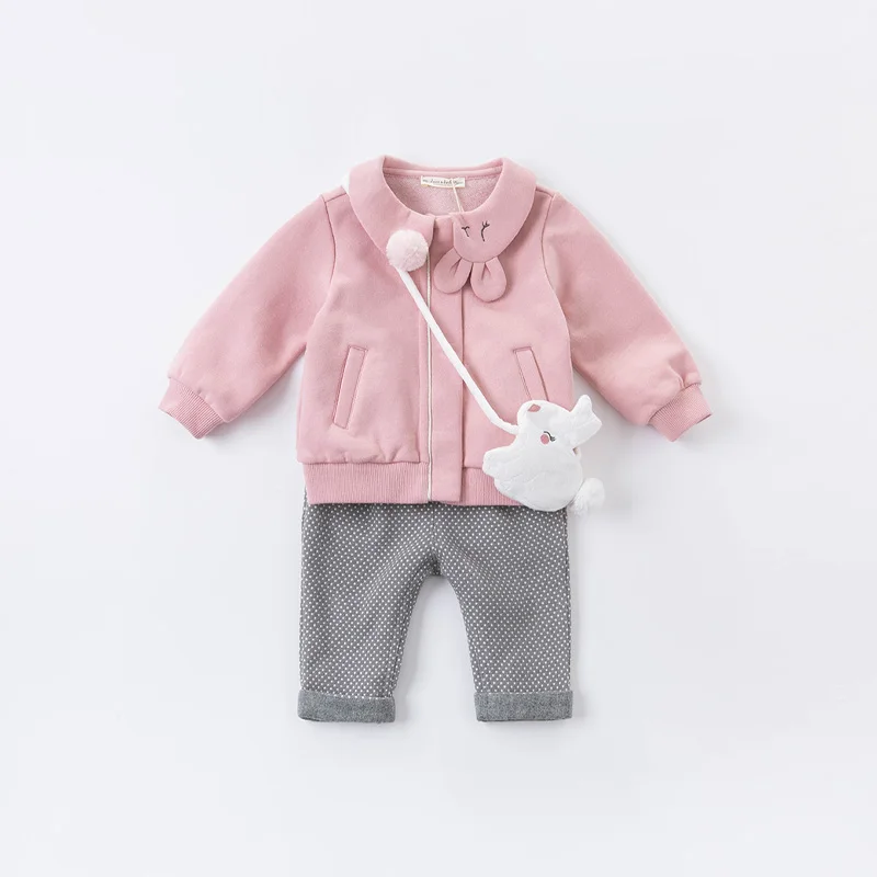 DB14829 dave bella autumn baby girls fashion dots pockets pants children full length kids infant toddler trousers | Мать и ребенок