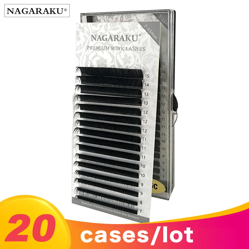 NAGARAKU 20 чехлов 7 15 мм Смешанные высококачественные искусственные норковые ресницы