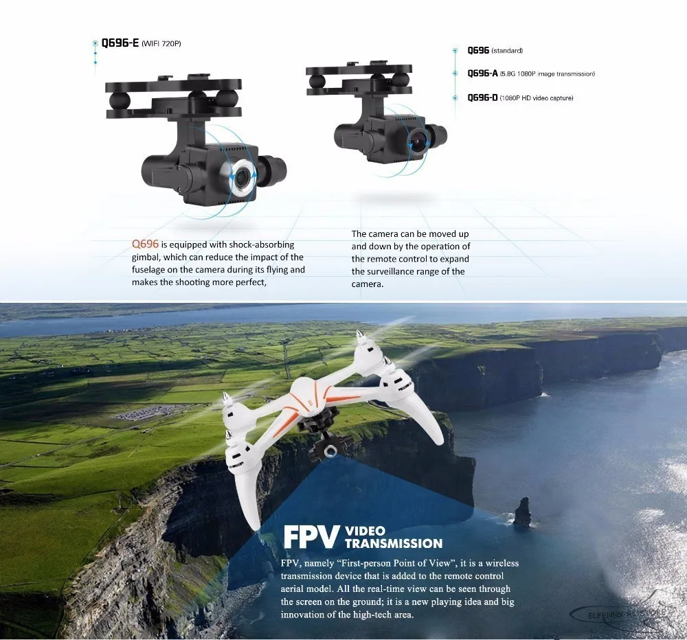 WLtoys Q696-A Q696 5,8G FPV 1080P Камера 2 карданный стабилизатор для воздуха Пресс удержания высоты RC Quadcopter Q969-E