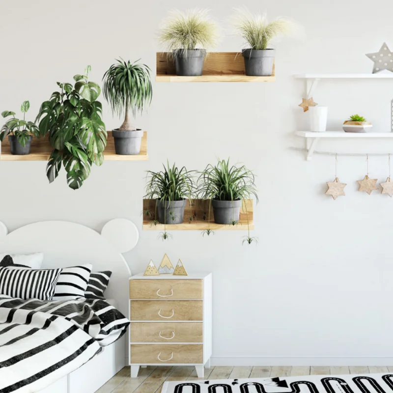 2 шт. ПВХ зеленый лист настенные Стикеры номер Декор для растений на стену