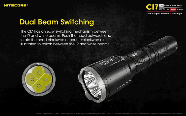 NITECORE CI7 Тактический ИК-фонарик комплект 4* CREE XP-G3 S3 4* SST-10-IR светодиоды Макс 2500 люмен 7000 МВт открытый свет охота факел