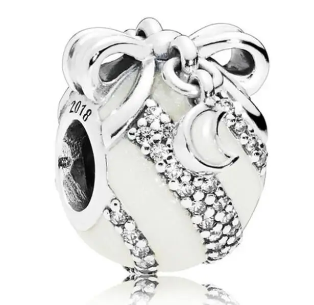 

Женское очаровательное Полосатое Рождественское украшение с бусинами в виде звезды и Луны подходит для браслета Pandora, ожерелье для браслет...