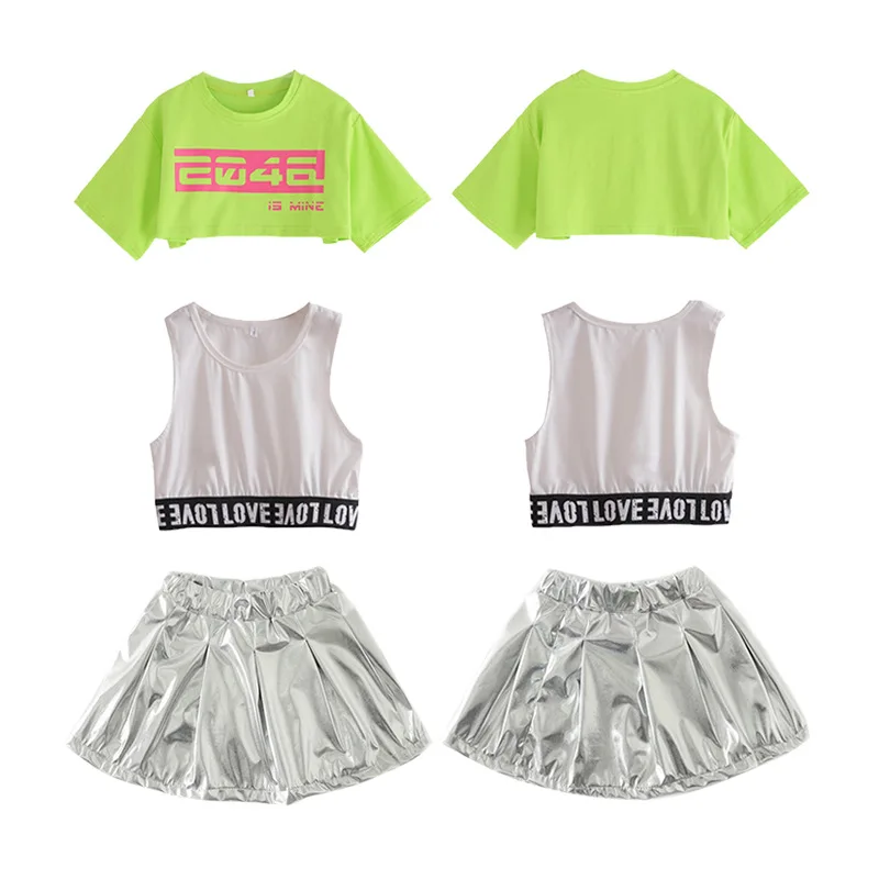 Одежда для девочек в стиле хип-хоп зеленый укороченный топ футболка белая майка