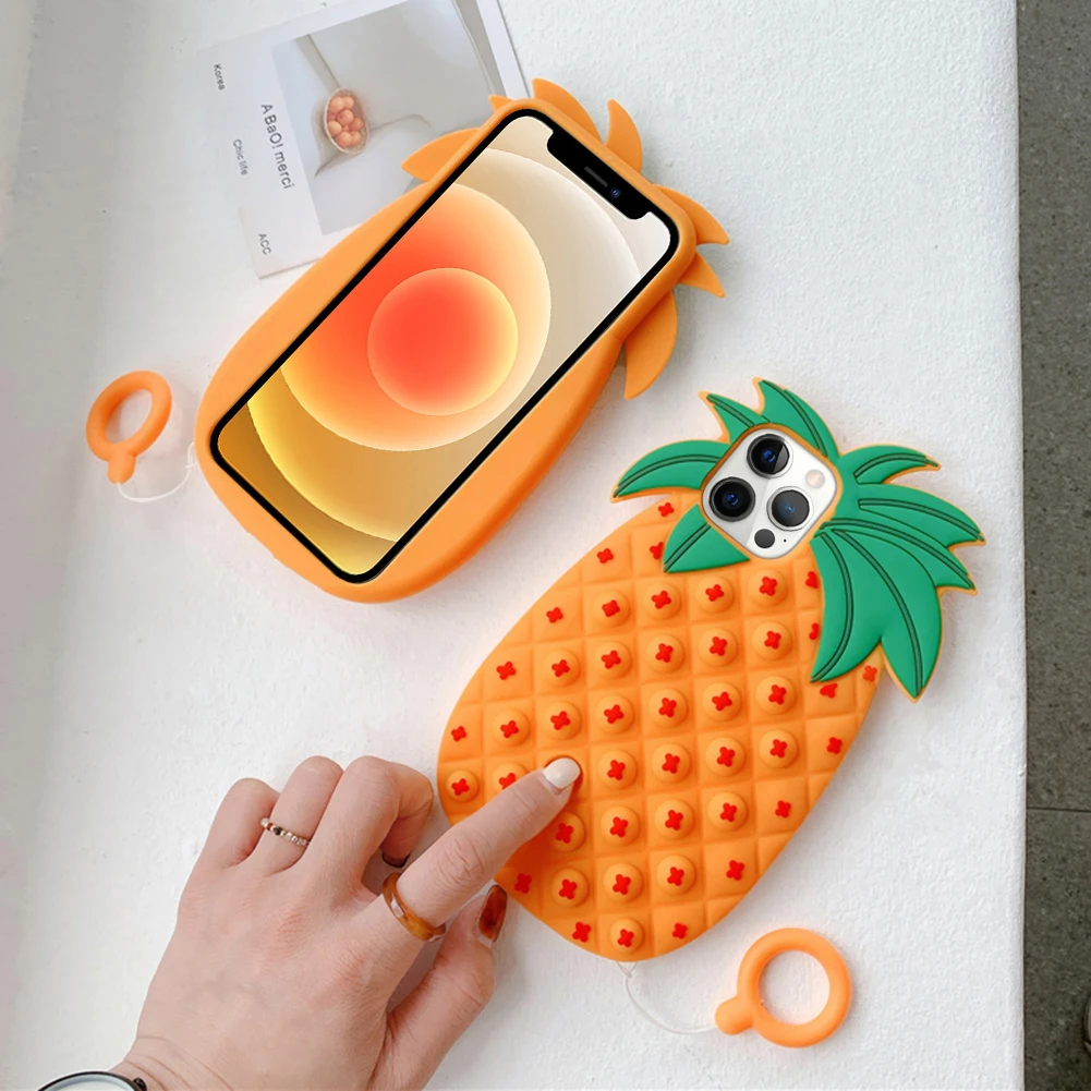 

Силиконовый чехол для iPhone 11/12/pro с пузырьками в виде ананаса