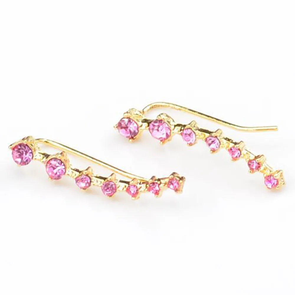 Серьги-кольца Kolczyki с 7 кристаллами для женщин, подарок на день Святого Валентина, модные гипоаллергенные вечерние корейские серьги - Окраска металла: pink gold