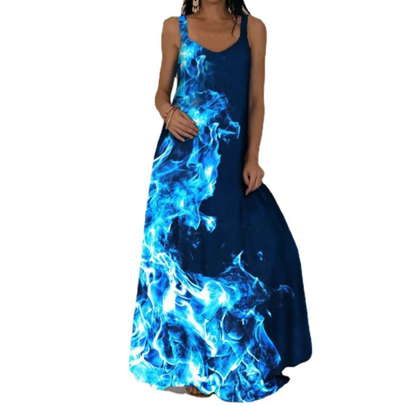 

Oversized Dress Women Plus Size 5XL Tie-dye 3D print Long dress Summer bohemian Beach dress Fashion Street Floor-length dress