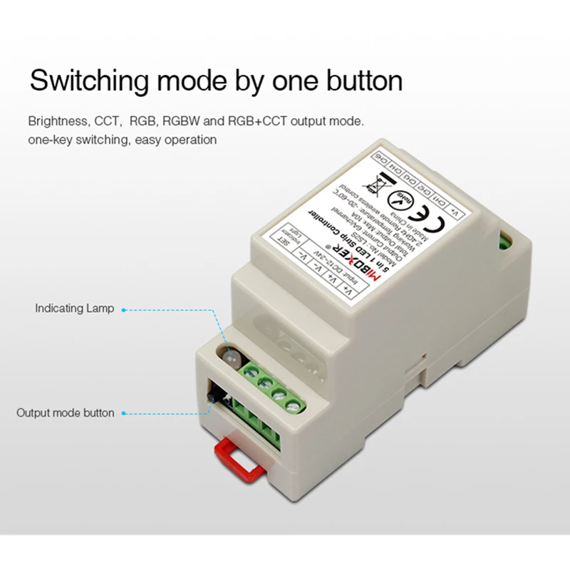 Контроллер Miboxer LS2S для светодиодных лент DIN-рейка 5 в 1 одиночных/CCT/ RGB /RGBW/ + CCT общий