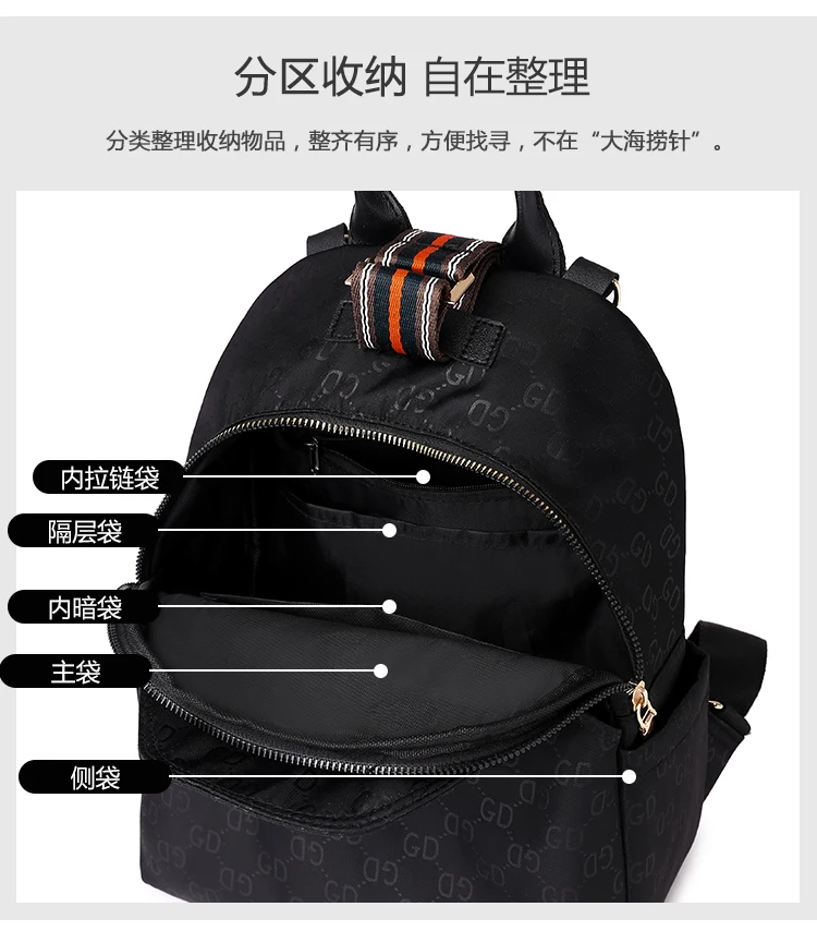

Simple and fashionable women's backpack large capacity straddle bag anti splash sailor bag external headphone hole