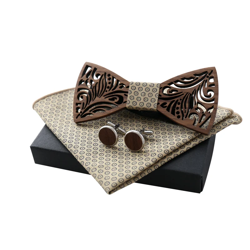 Набор из 3 экологичных галстуков бабочок с носовым платком Z305SQ для мужчин и