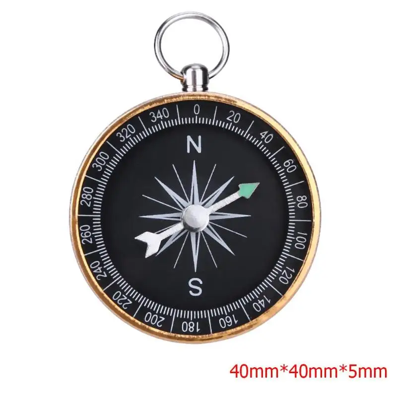 

Portable Outdoor Aluminum Camping Compass Keychain for Presents Gift Gold
