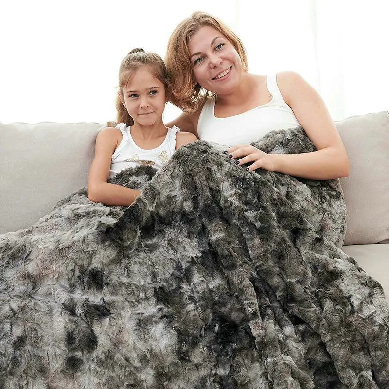 Роскошное Одеяло из искусственного меха теплое меховое одеяло для кровати
