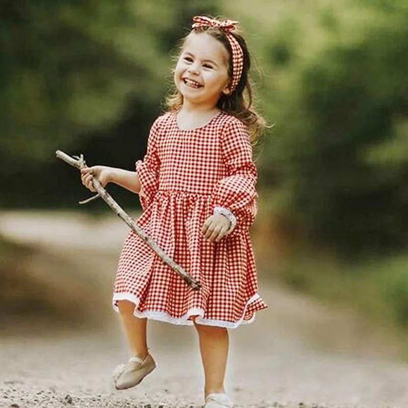 Платье для мамы и дочки Одинаковая одежда семьи Модное клетчатое платье женщин