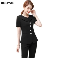 womens office suit fashion women new summer business temperament short sleeve slim blazer and trousers lady work wear s 5xl