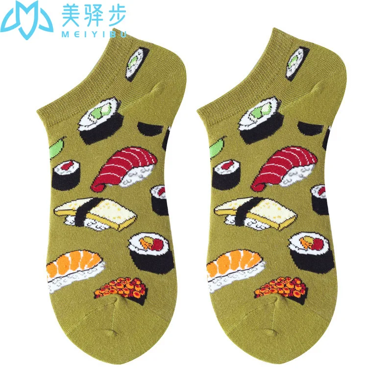 5 Pairs Per Set Men's Socks Cotton Summer Thin Oil Painting Avocado Cool Fashion Popular No-Show Socks Women