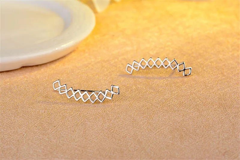 Модные женские серебряные серьги 925 модные геометрические для пирсинга Женские
