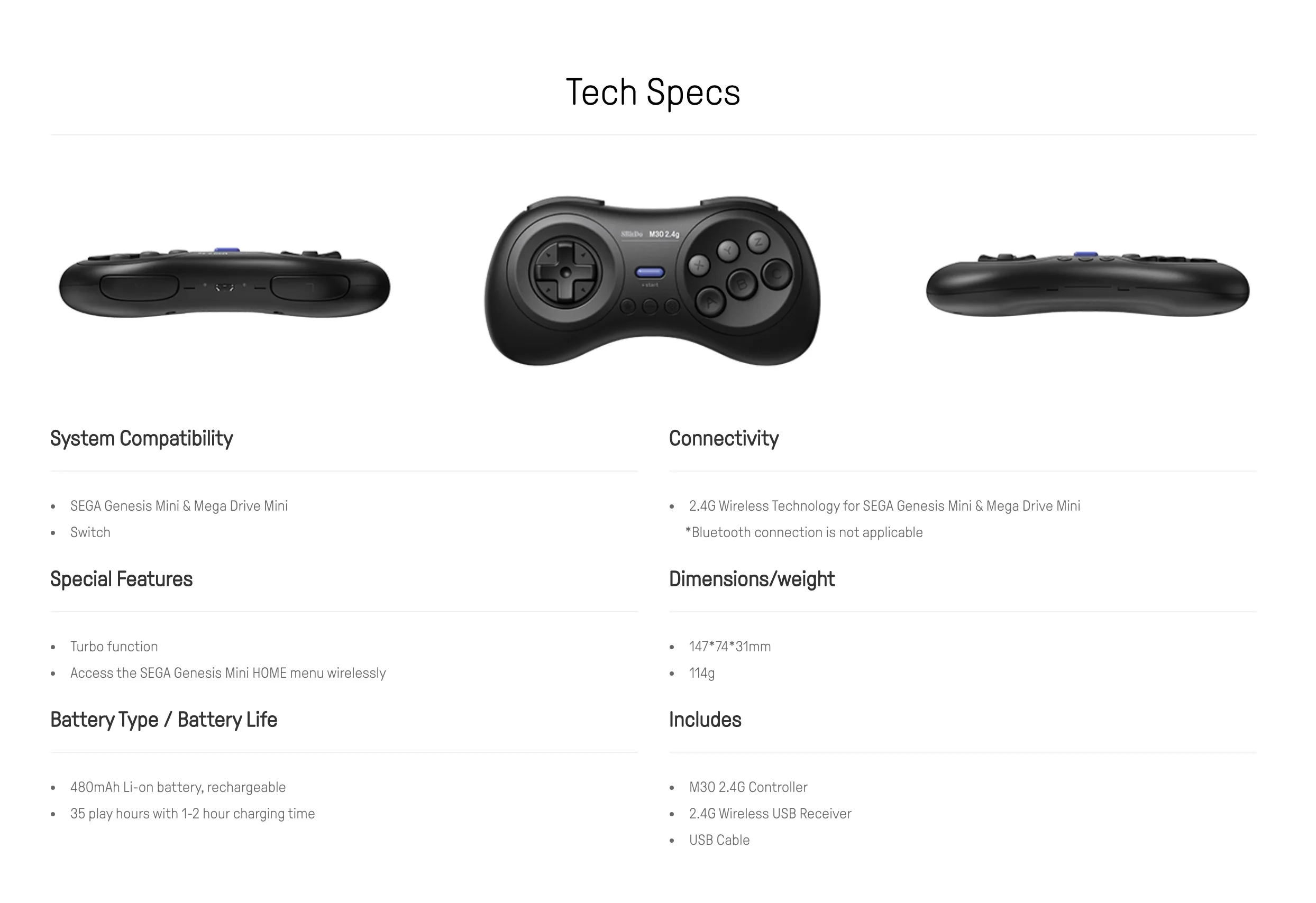 8bitdo M30 2 4G Беспроводной игрового контроллера геймпад для Sega Genesis мини и игры Mega Drive